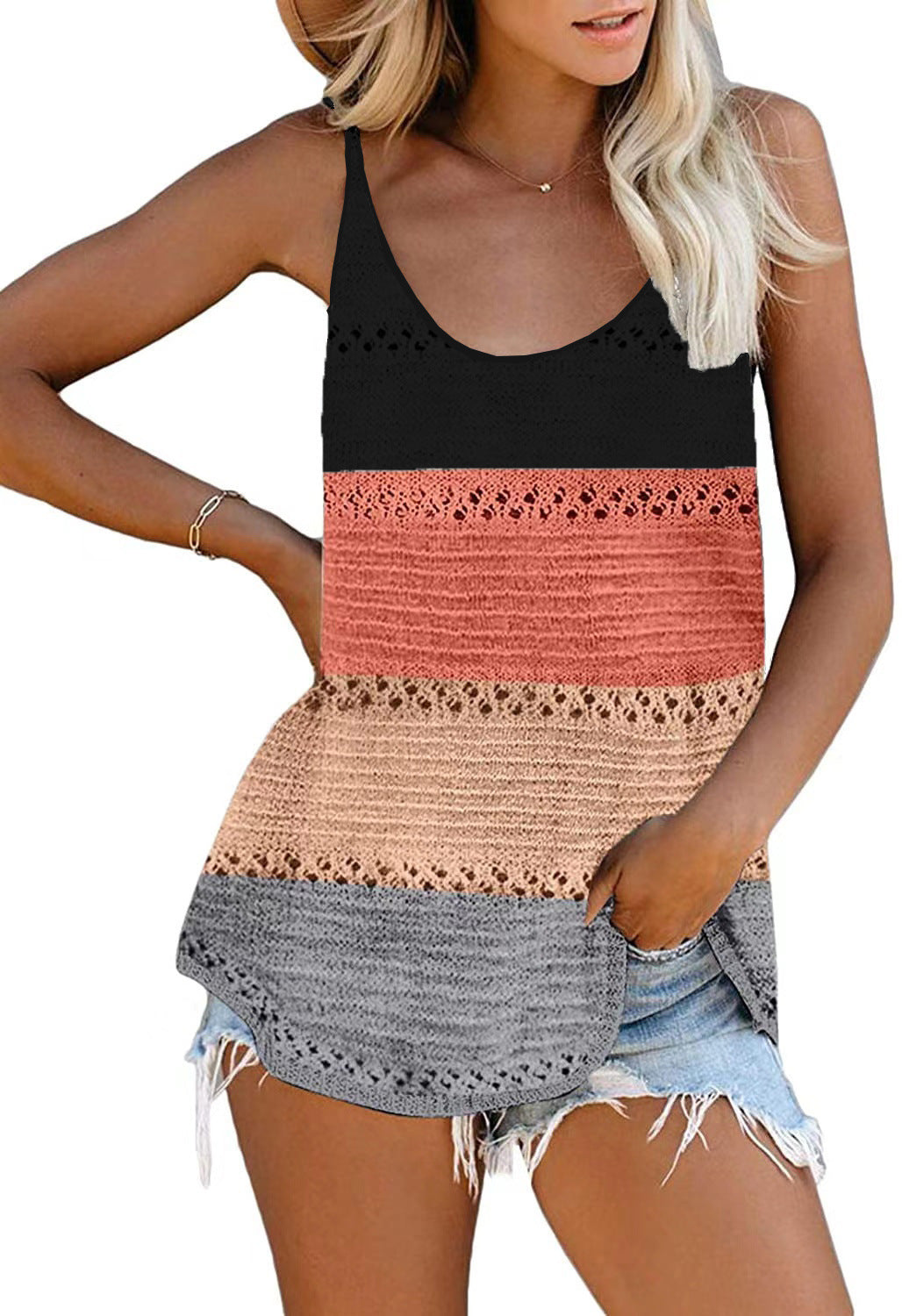 Loose Camisole Knit Beach Top Women Beachwear