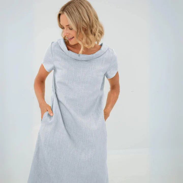 Women's Cotton Short Sleeve Summer Casual Loose Dress