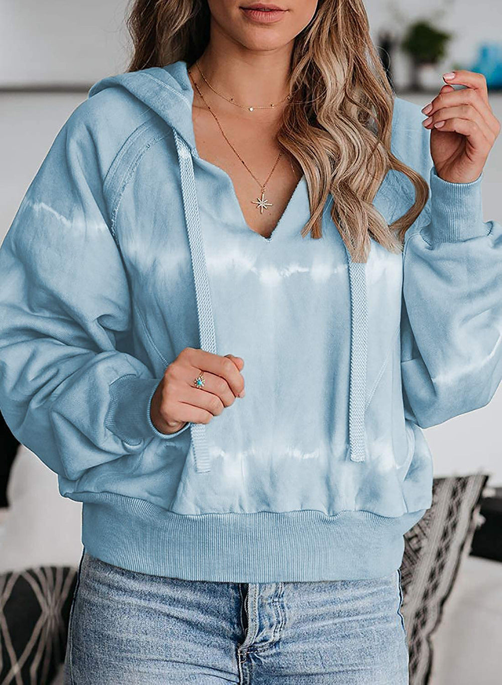 Tie-dye Loose Gradient Casual Hooded Sweater