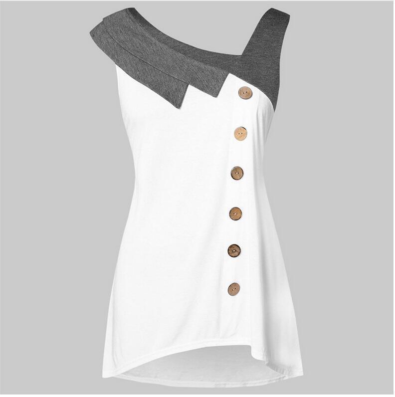 Irregular Color Blocking Shirt With Buttons Plus Size Vest