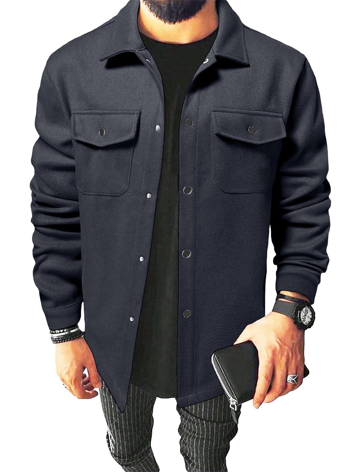 Autumn And Winter Style Men's Clothing Casual Men's Shirts Brushed