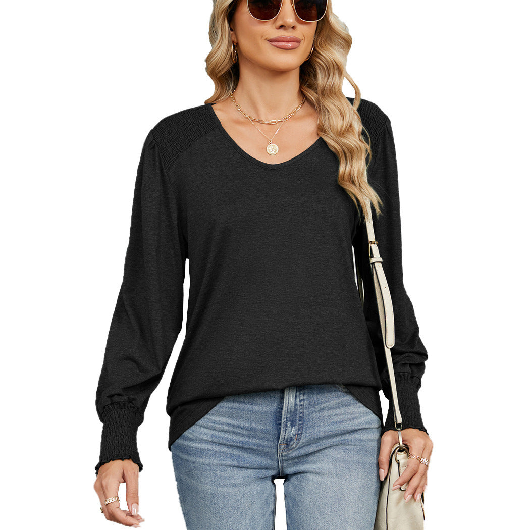 Loose Pleated T-shirt Women's Top