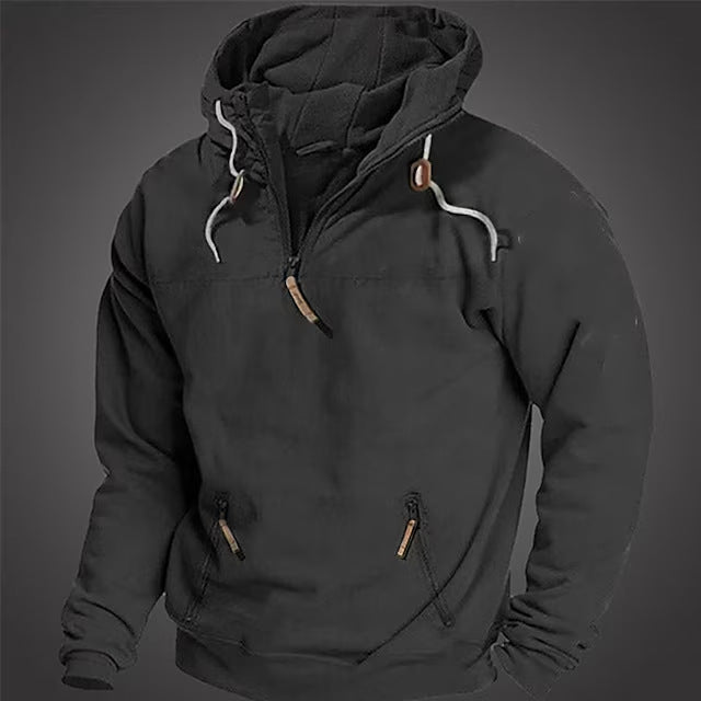 Hooded Solid Color Men's Casual Sweatshirt Thickened Jacket