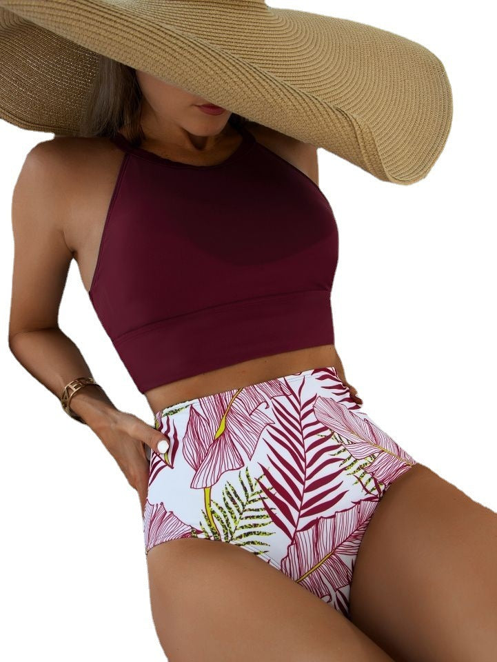 Women's Printed High Waist Split Bikini Swimsuit