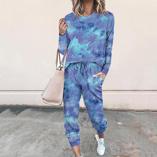 Fashion Printed Tie-dye Casual Women's Suit