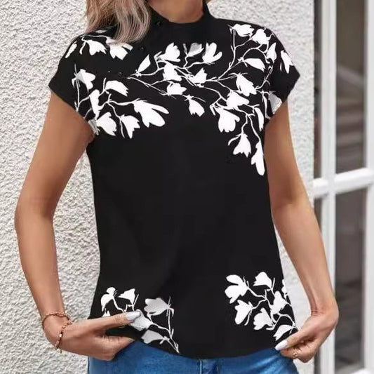 Casual Stand Collar Short Sleeve Regular Pullover Digital Printing