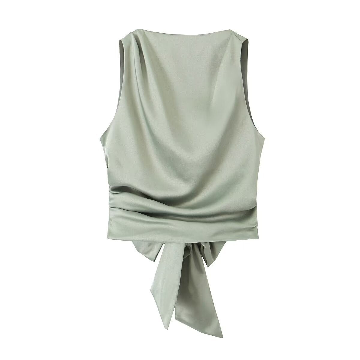 Women's Silk Satin Texture Backless Small Top