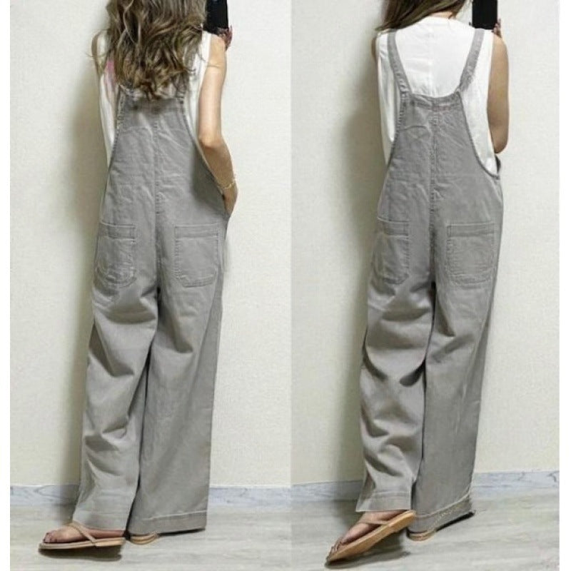 Summer Overalls Fashion Loose Straight Slimming Suspender Jumpsuit