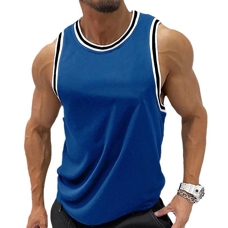 Men's Solid Color Ribbed Round Neck Vest