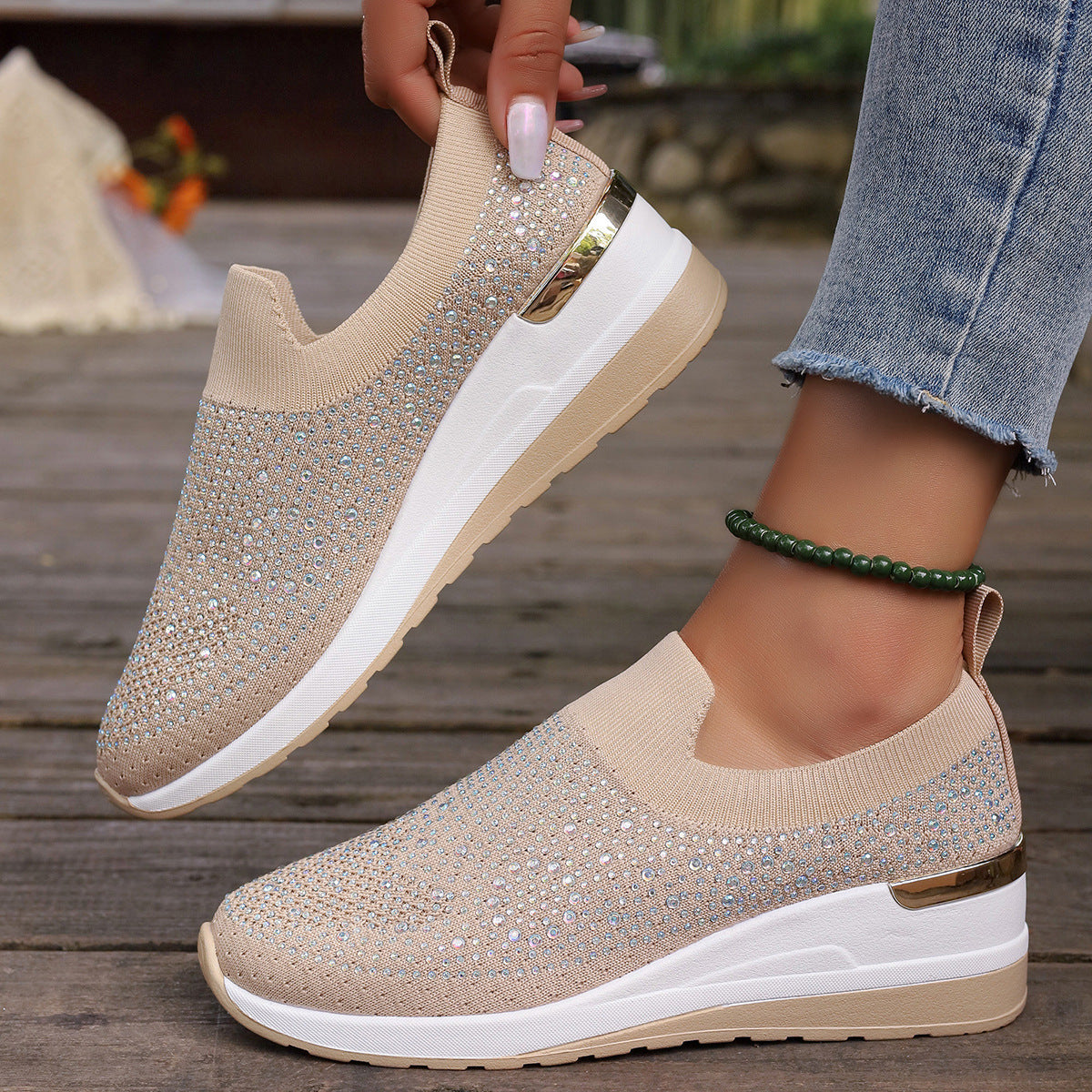 Spring Flyknit Slip-on Casual Mesh Breathable Sock-like Shoes