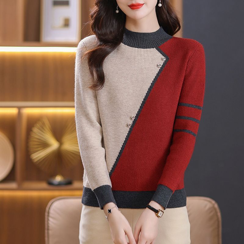 Fashion All-matching Mock Neck Sweater Women