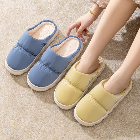 New Down Cotton Slippers Women Couple Winter Fashion Indoor Thick-soled Non-slip House Shoes Warm Floor Plush Slippers For Men