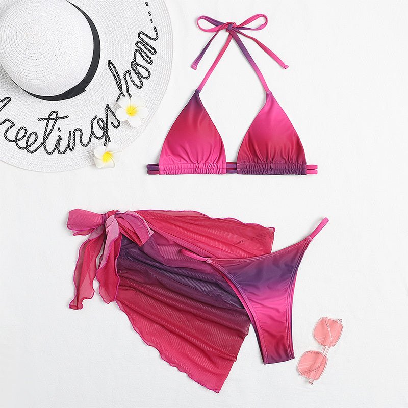 Gradient Color Little Sexy Three-piece Swimsuit