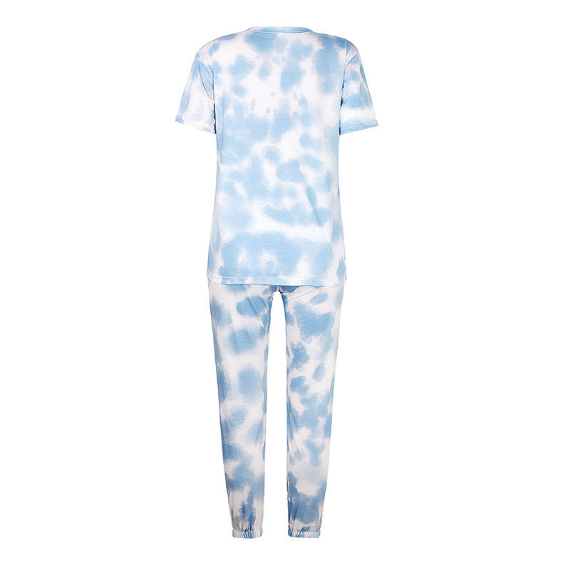 Gradient color printing tie-dye pajamas