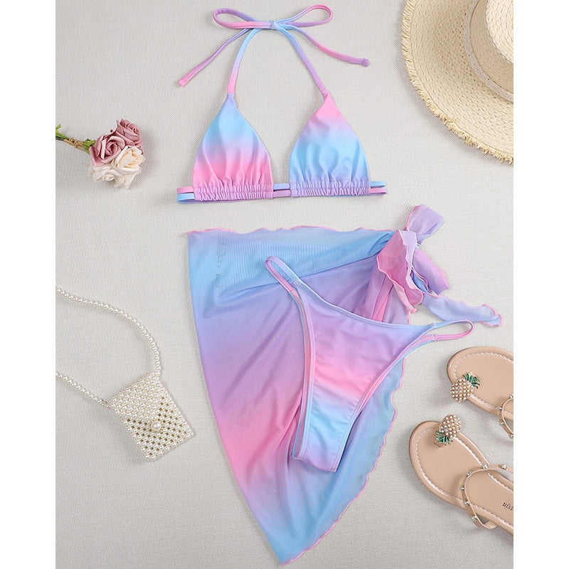 Gradient Color Little Sexy Three-piece Swimsuit