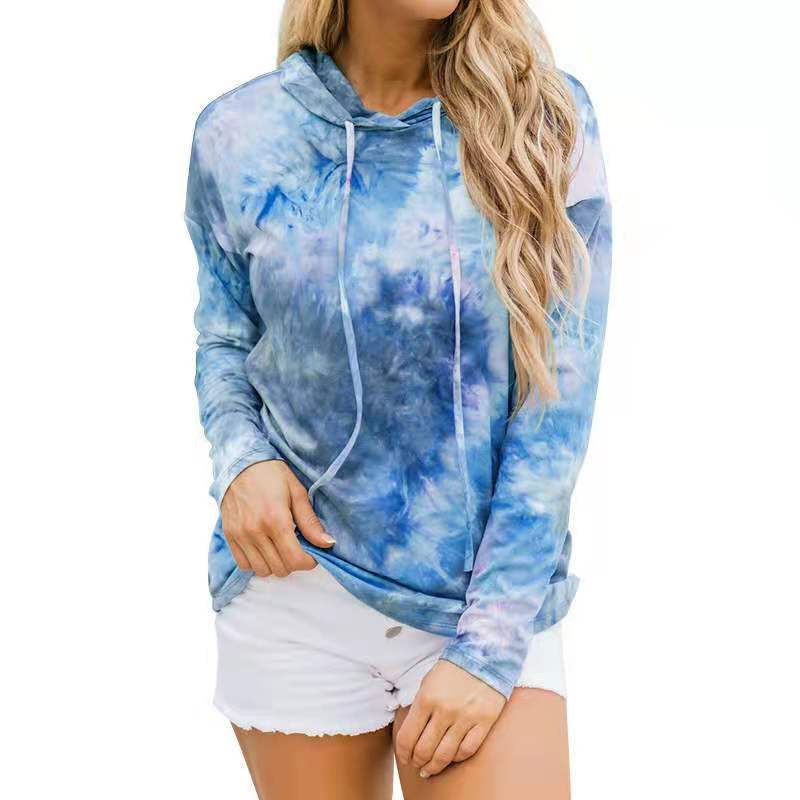 New Women's Printed Tie-dye Long-sleeved Hooded Sweater Women