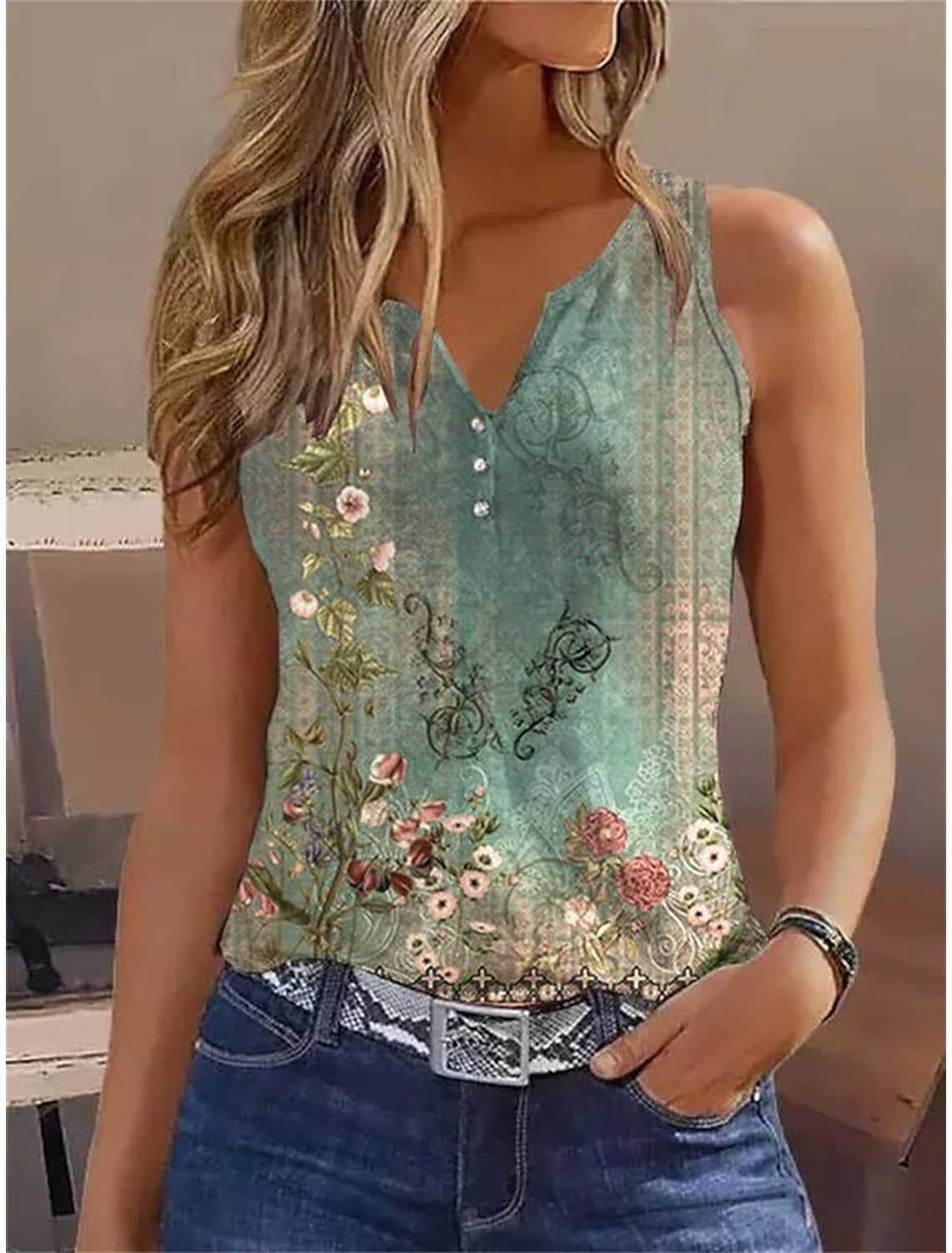 Spring And Summer New European And American Ladies V-neck Vest T-shirt Sling