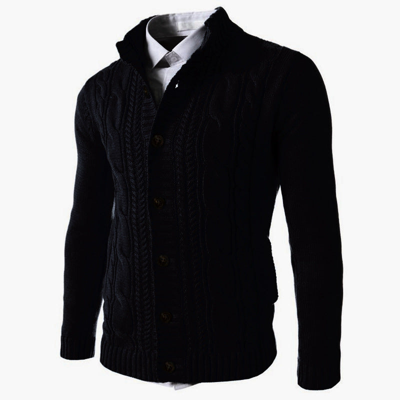 Men's Stand Collar Sweater Knit Button Cardigan Tops Men's Clothing