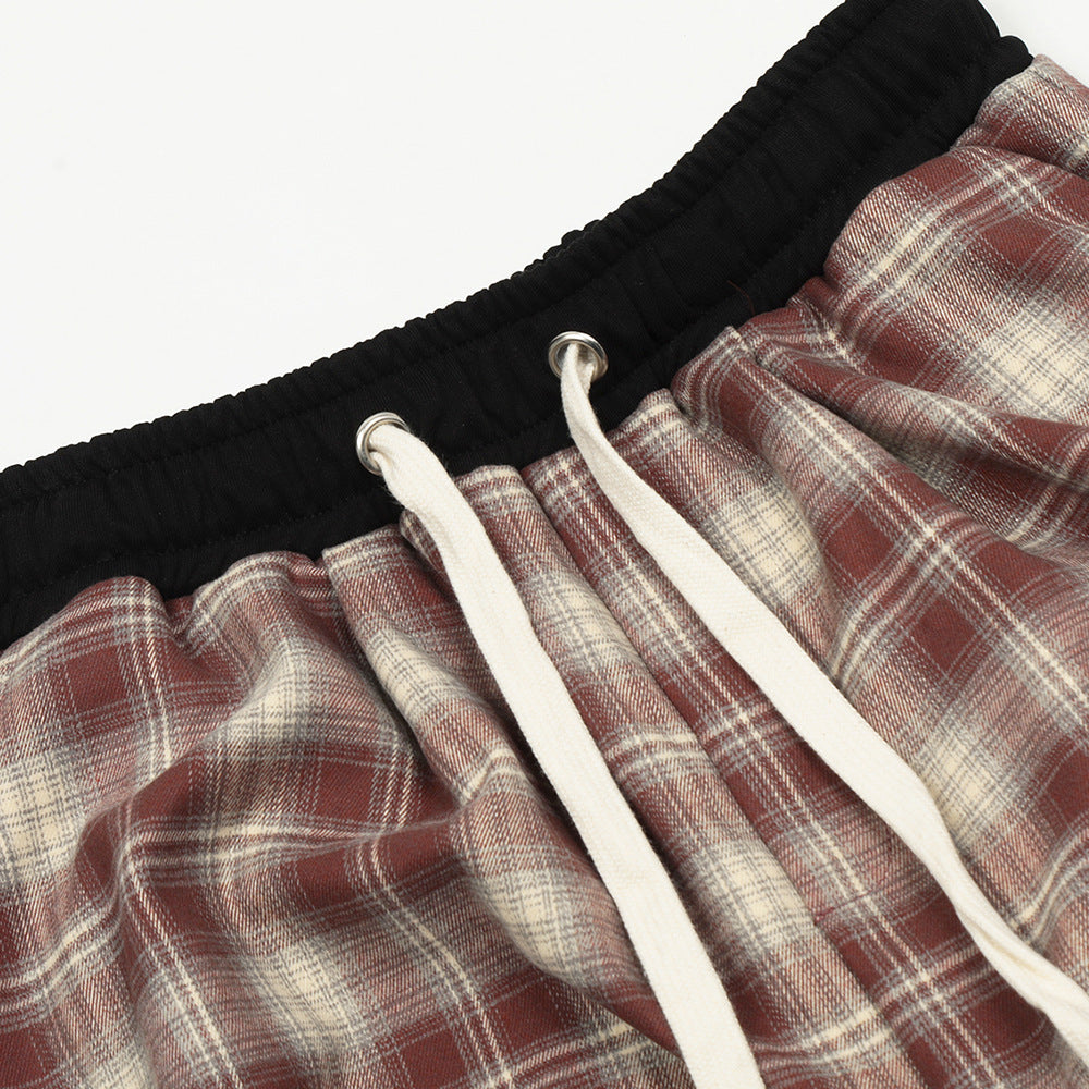 Men's Loose Plaid Trousers Special-interest Design