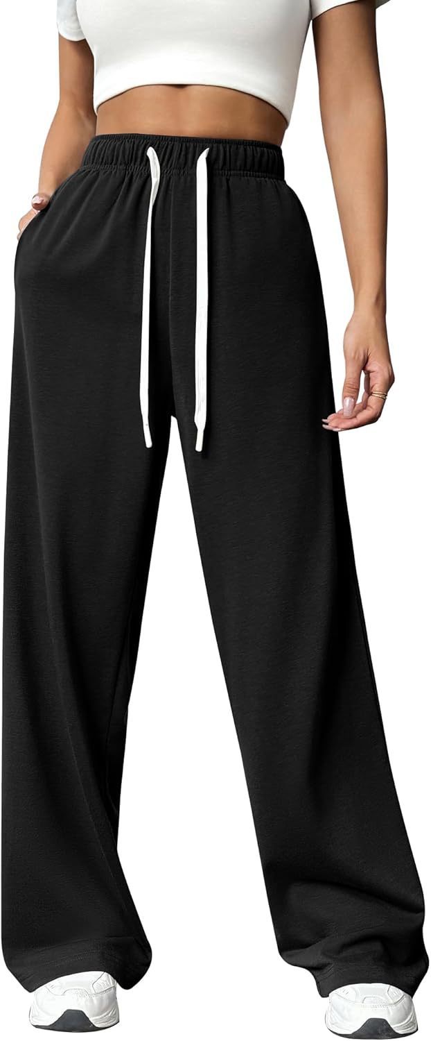 Women's Wide Leg Track Pants High Waist Loose