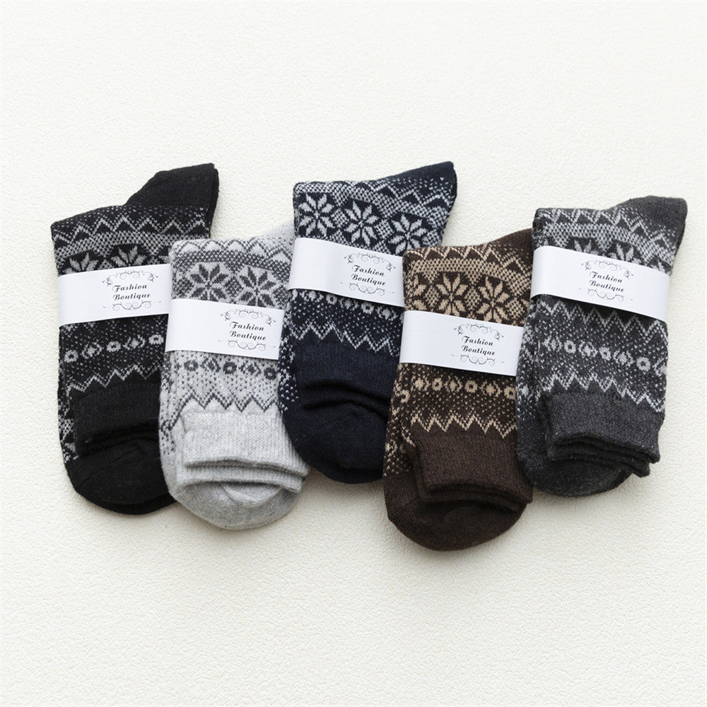 Men's Fashion Simple Jacquard Mid-calf Wool Socks
