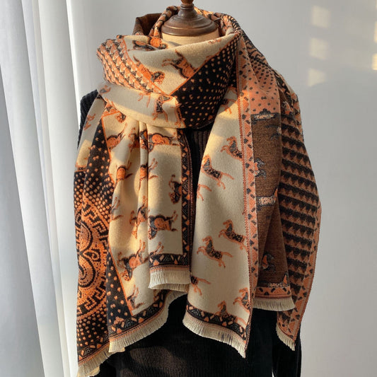 Retro Carriage Autumn And Winter New Warm Scarf For Women