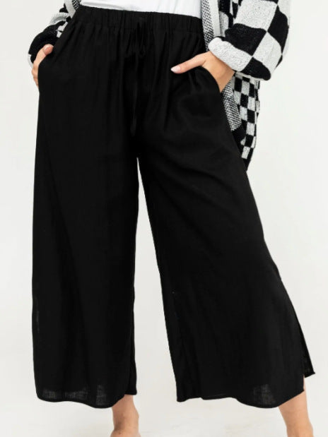 Loose Cropped Wide-leg Pants Women's Clothing