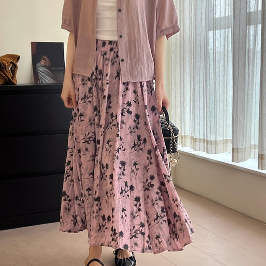 French Style Vintage Floral Skirt For Women
