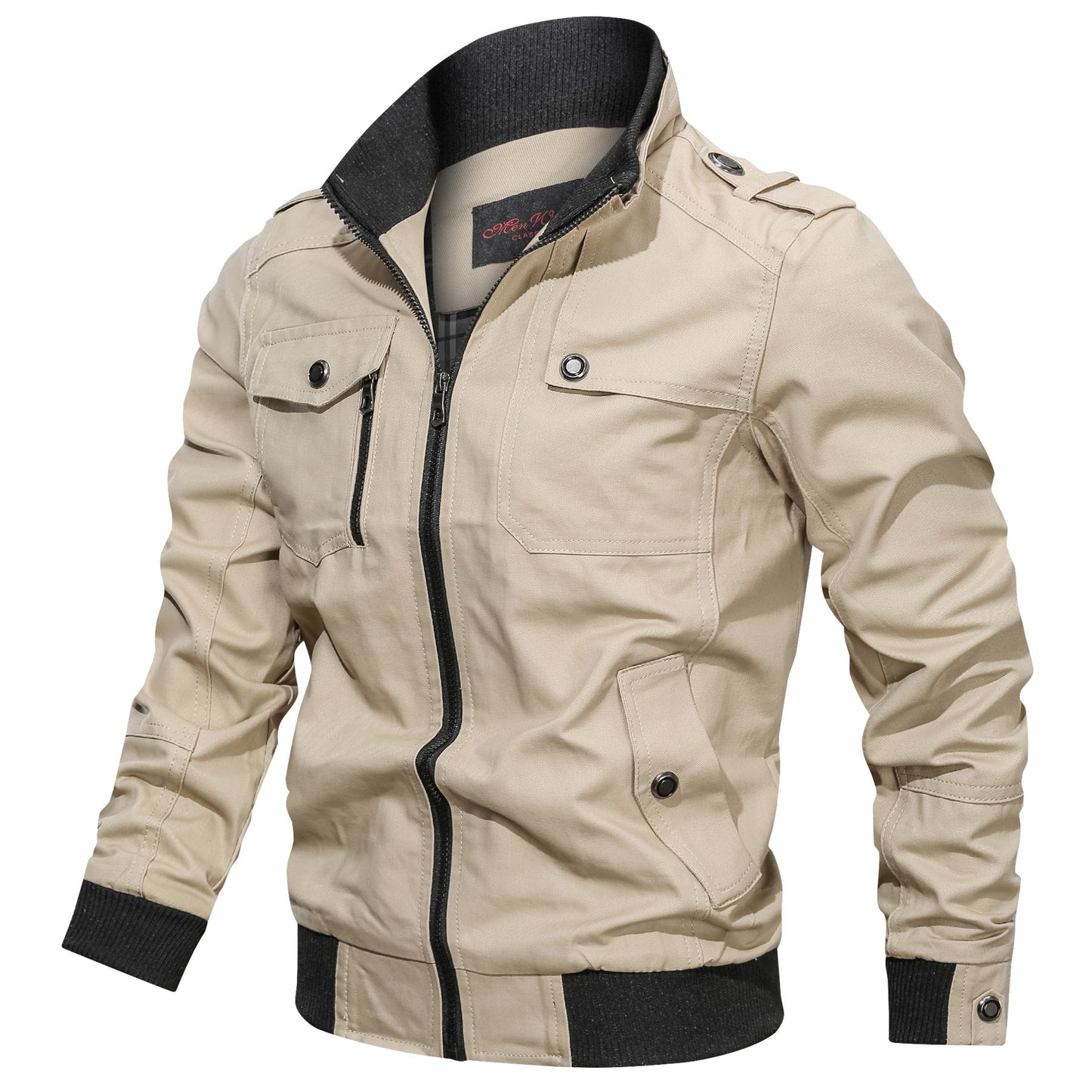 Men's Solid color stand collar jacket