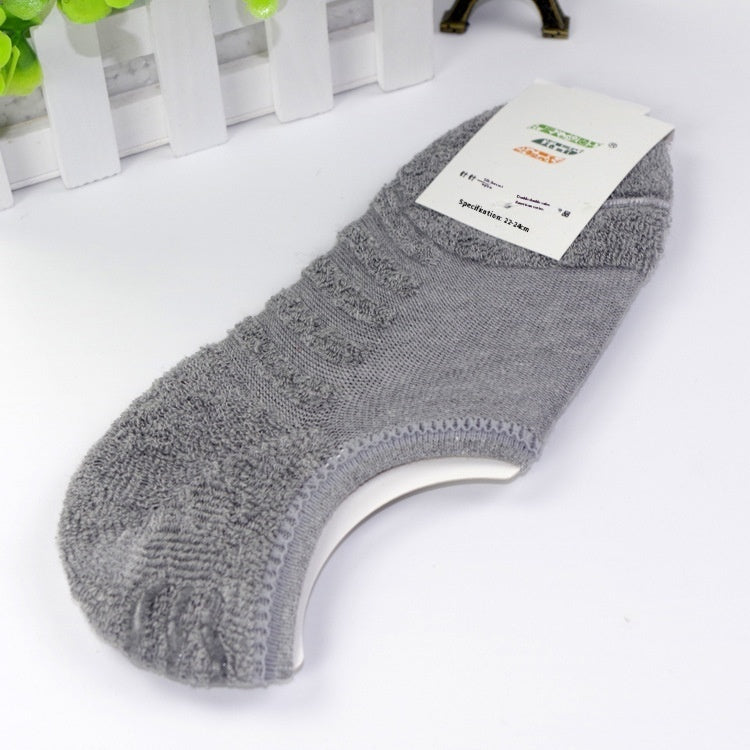 Towel Bottom Ankle Socks Solid Color Sports Leisure Invisible Terry Shallow Mouth