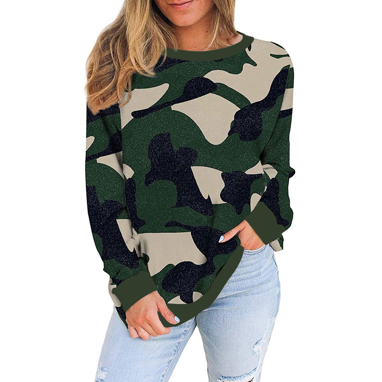 New Women's Camo Leopard Print Long Sleeves