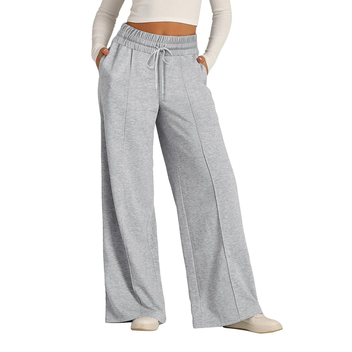 Women's High Waist Wide Leg Sweatpants Mid-line Sports