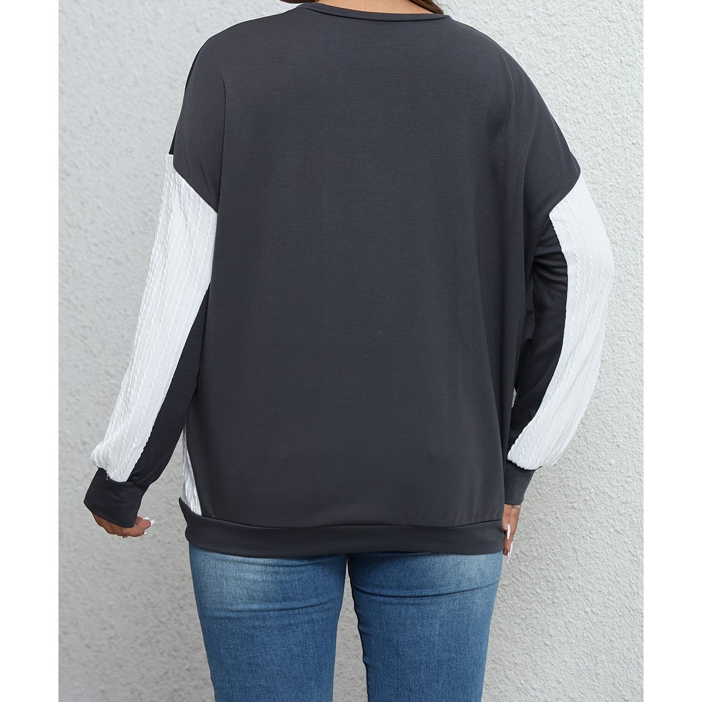 Comfortable Casual And Versatile Plus Size Contrast Color Sweatshirt