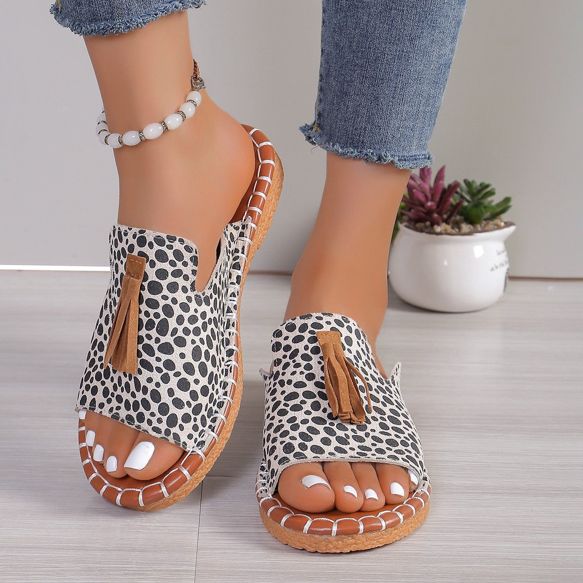 Women's Shoes Sandals Tassel Flat Plus Size