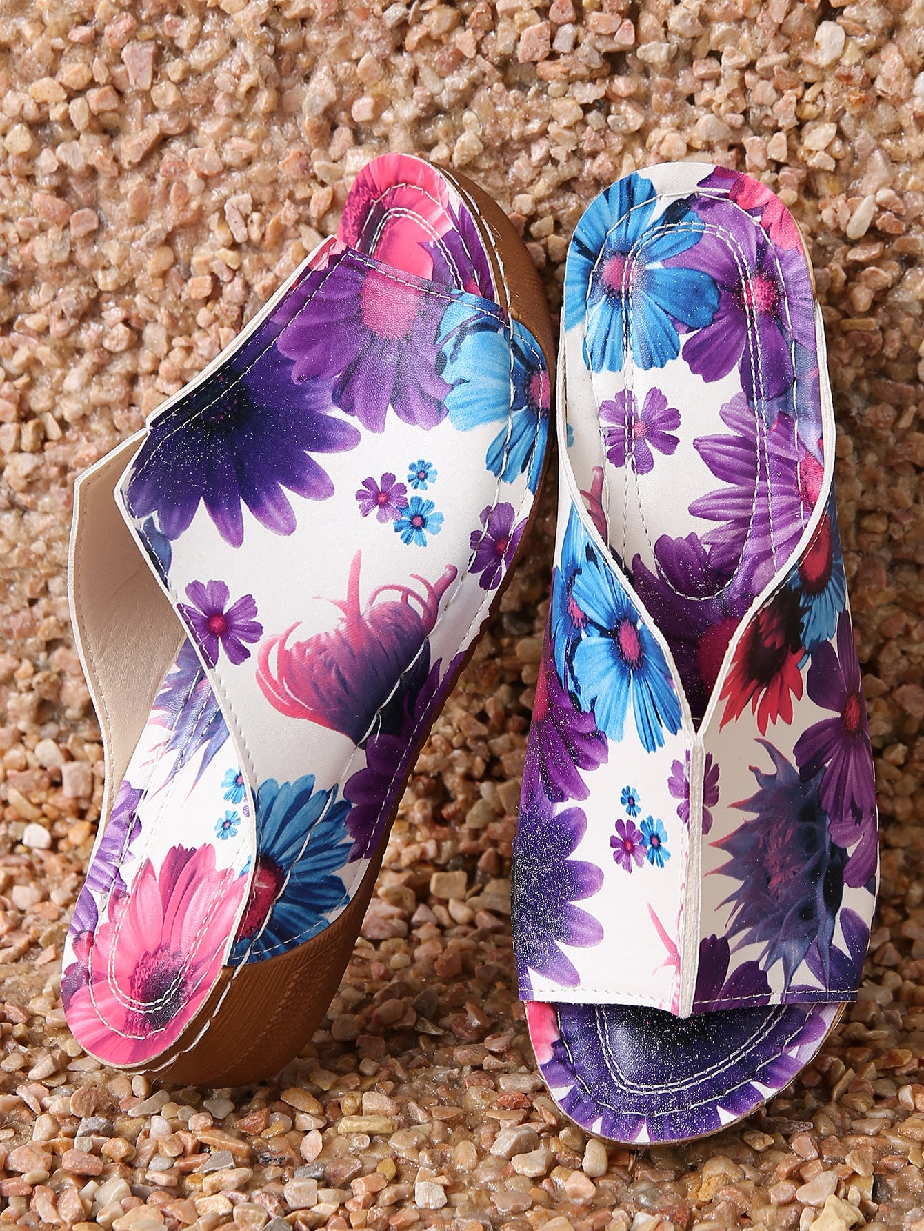 Peep Toe Wedge Fashion Simple Slip-on Fashion Sandal Slippers