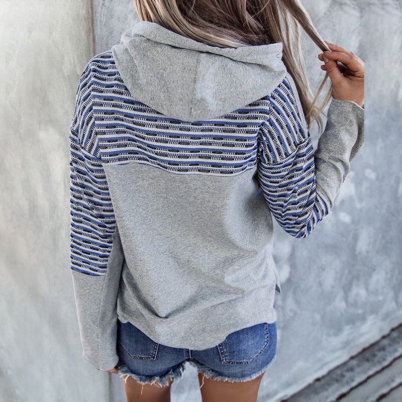 Hooded Sweater Women's Striped Top Casual