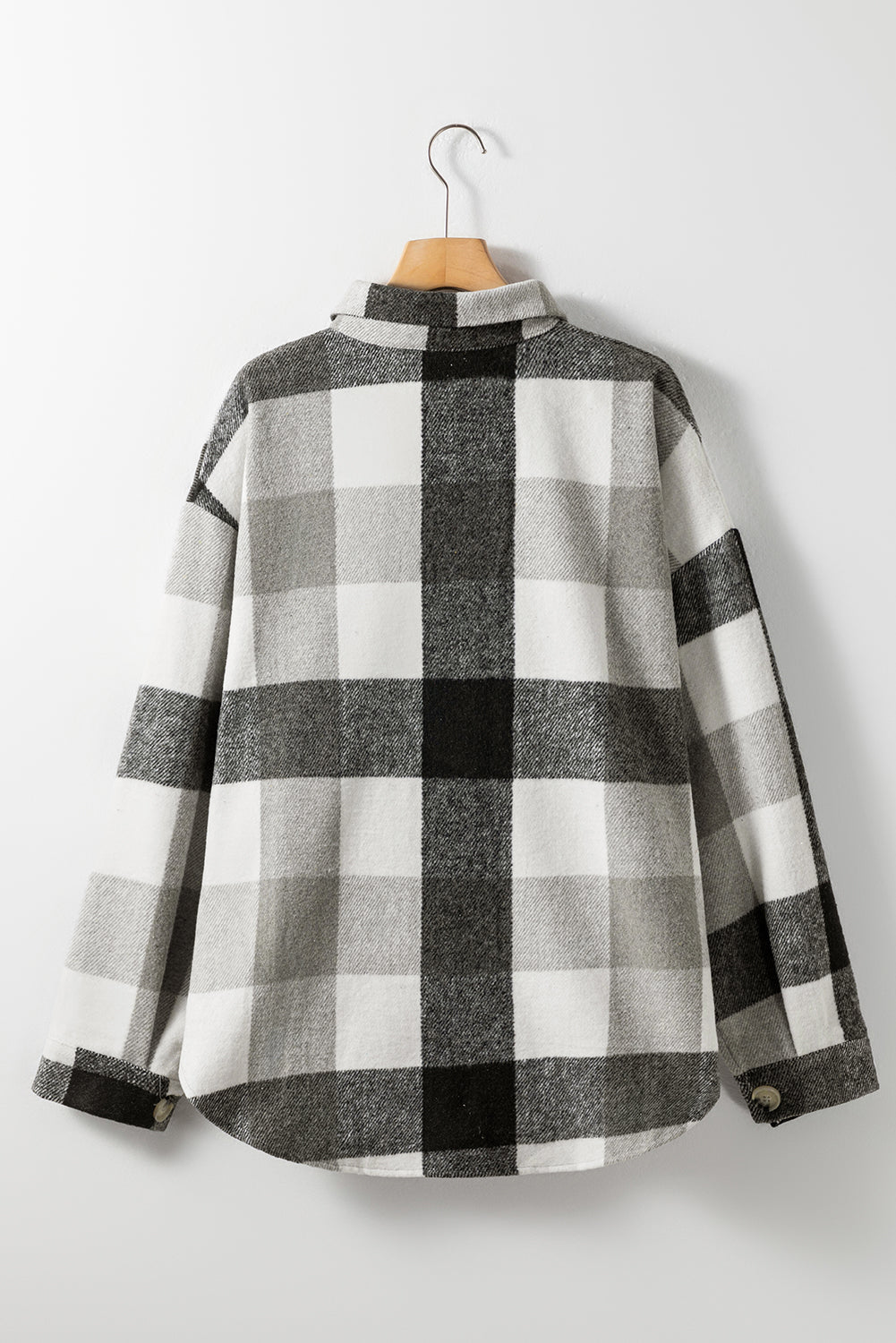 Gray Plus Size Checkered Button-Up Shacket