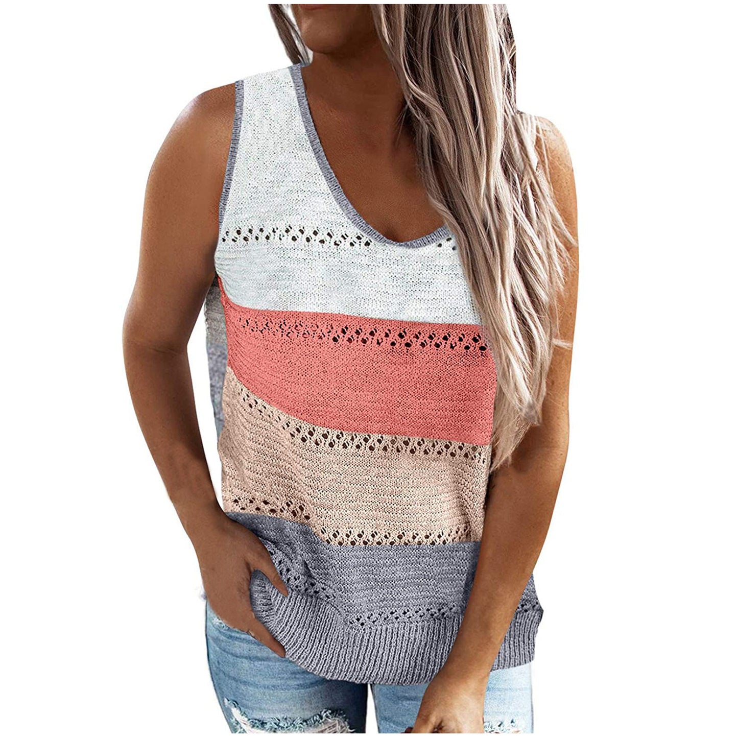 Hollow Sleeveless V-neck Tank Top