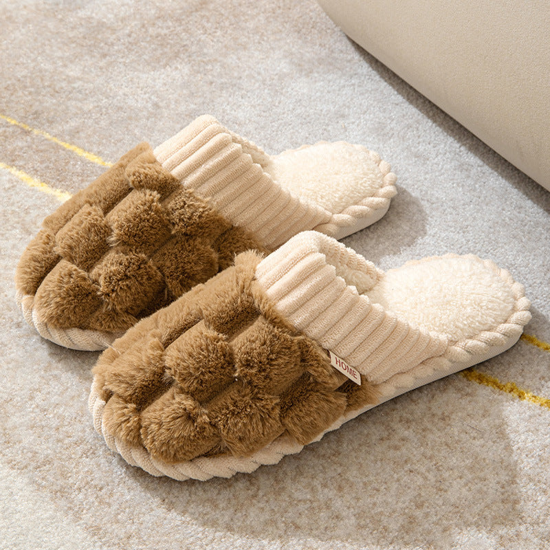 Indoor Warm Platform Couple Plush Slippers