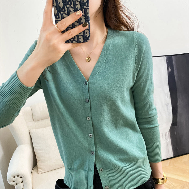 Cardigan V-neck Sweater Loose Bottoming Sweater