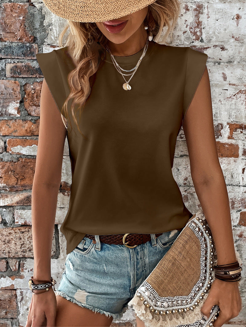 Women's Solid Color Sleeveless Versatile T-shirt