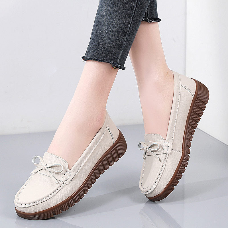 Summer Leather Breathable Women's Soft-soled Leather Shoes