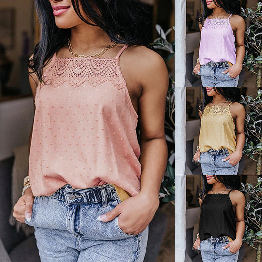 Lace Stitching Casual Ladies Blouse Camisole Women