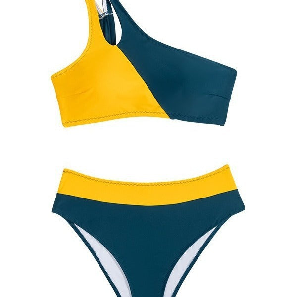 Female European And American Single Shoulder Split Swimsuit