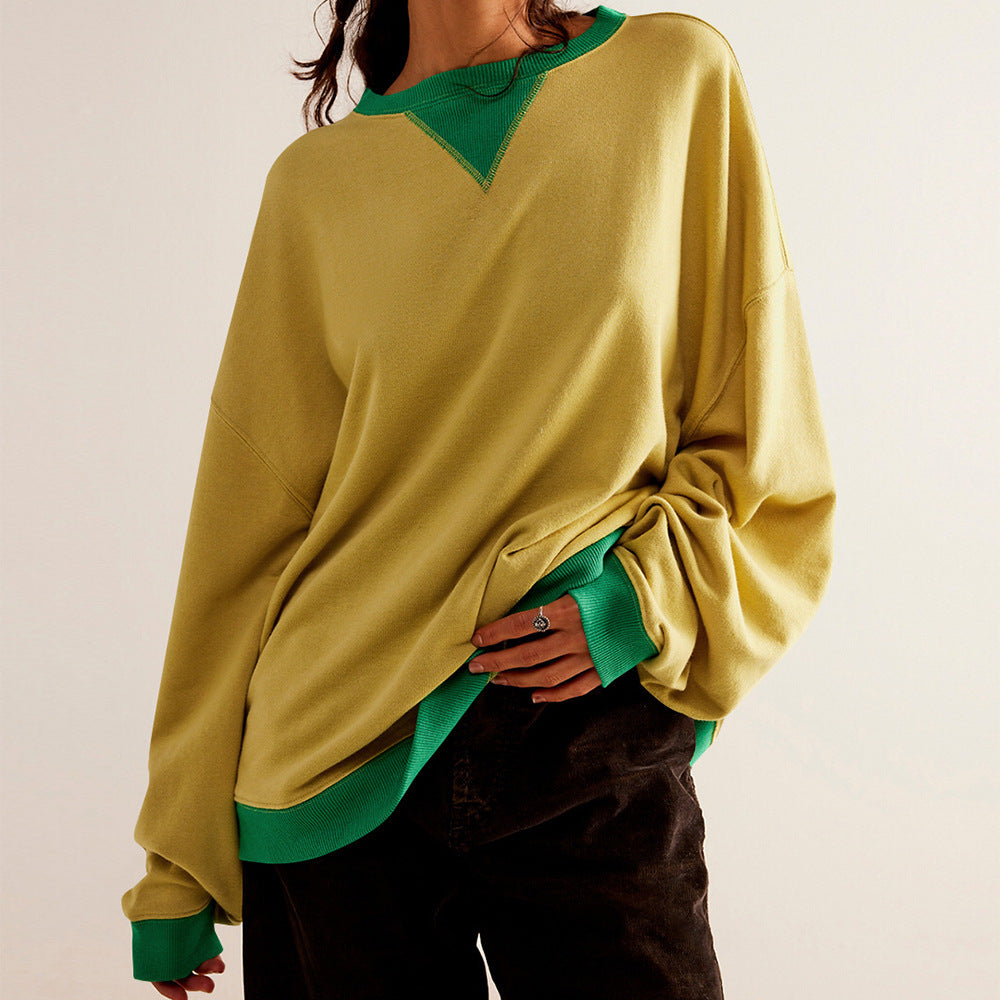 Contrast Color Trendy Long-sleeve All-matching Hoodie