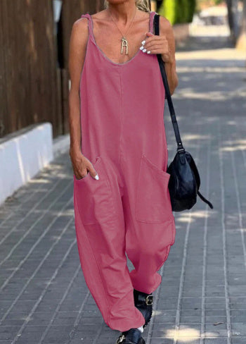 Women's Minimalist Solid Color Casual Jumpsuit