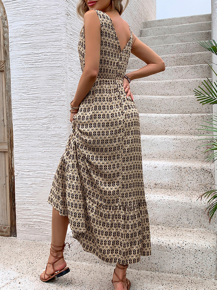 Women's Rhombus Prints Sleeveless Dress
