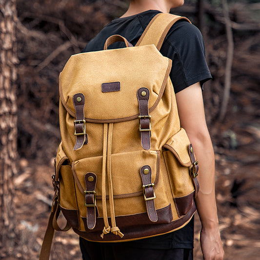 Large Capacity Waterproof Outdoor Canvas Vintage Backpack