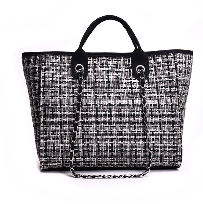 Plaid cloth handbag Fashion big bag Spring and summer new chain shoulder bag tide small fragrance handbag