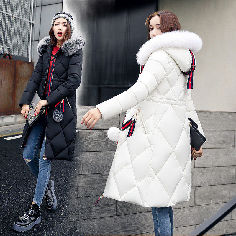 Long hooded padded down coat coat women
